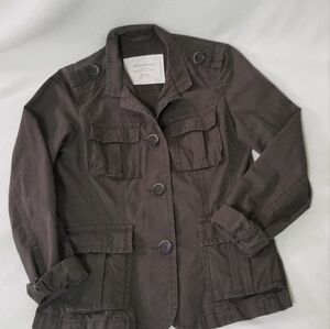Eddie Bauer Military Style Jacket/Bauer Ladies Medium Cotton Olive Green